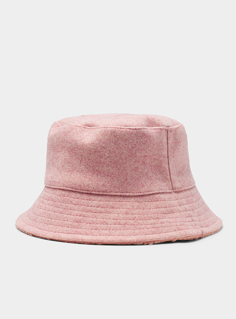 Simons Pink Monochrome bouclé-lined bucket hat for women