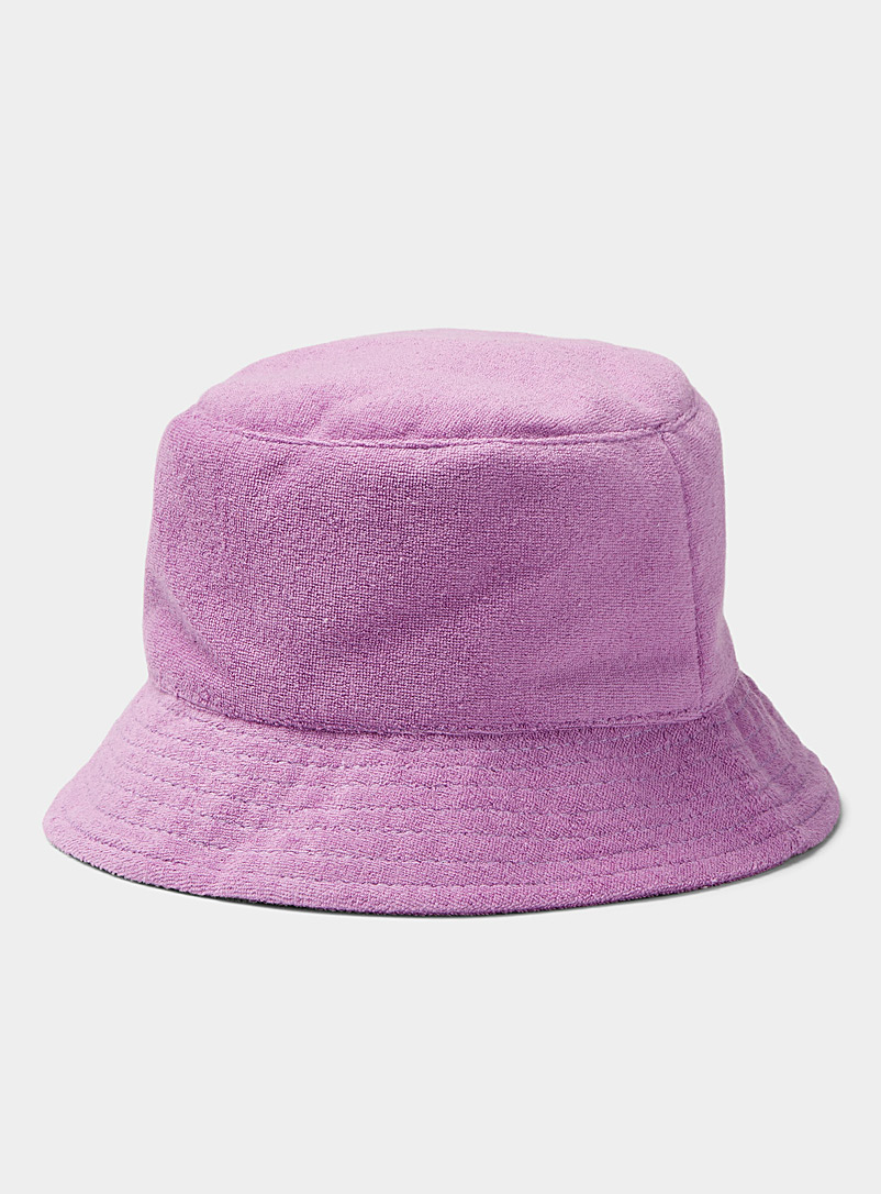 Simons Purple Bouclé terry bucket hat for women