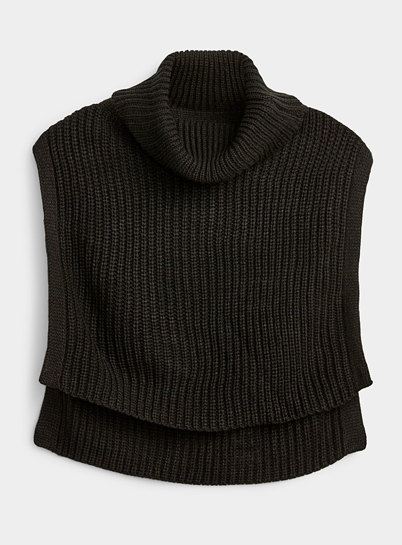 Simons Black Rib-knit bib for women