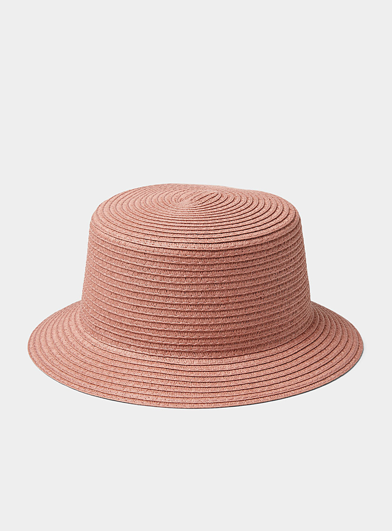Simons Pink Colourful straw cloche for women