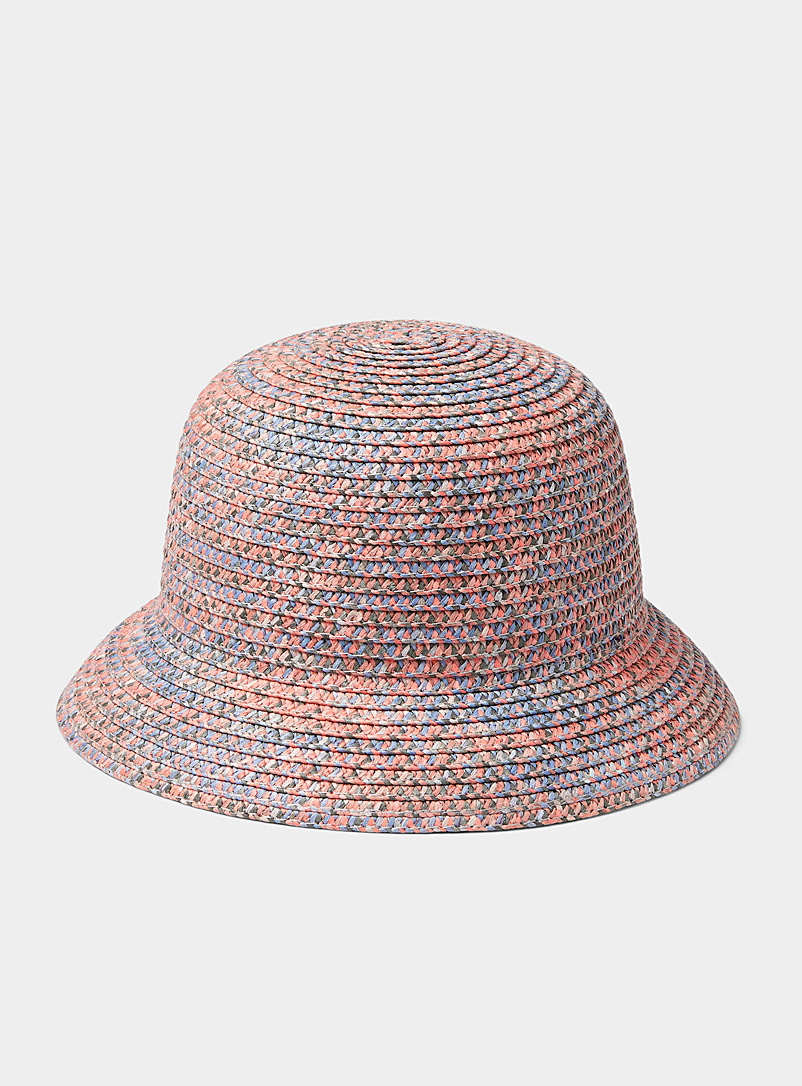 Simons Assorted Colourful braided straw cloche for women
