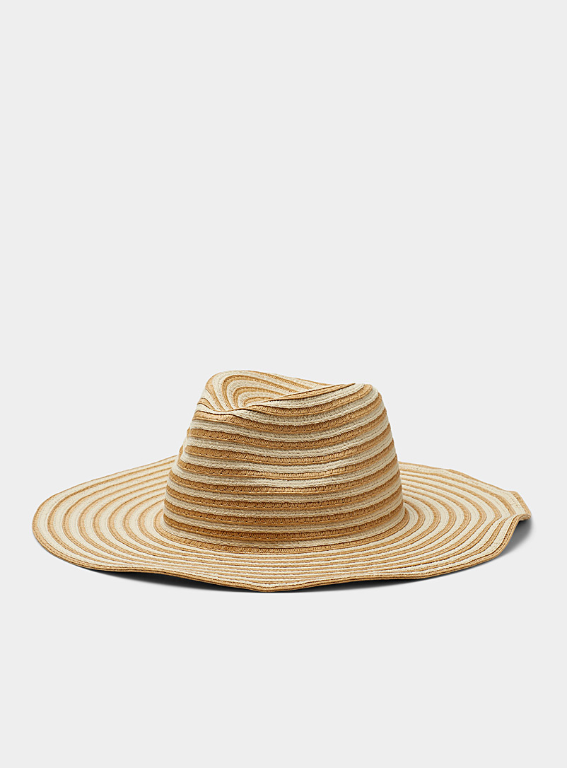 Simons Ivory/Cream Beige Two-tone soft straw hat for women