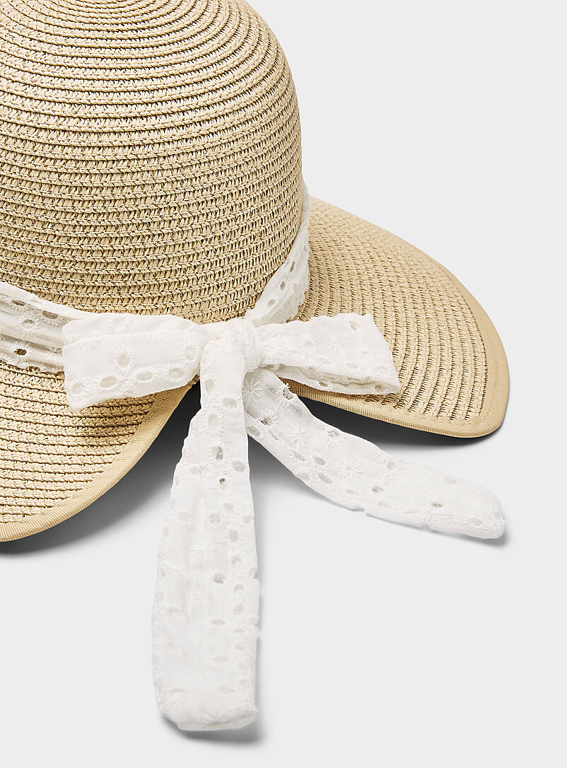 Simons: La cloche fente arri&egrave;re ruban broderie anglaise Ivoire - Beige cr&egrave;me pour femme