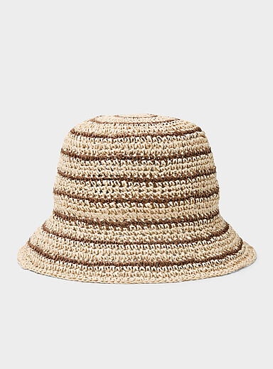 Striped straw cloche