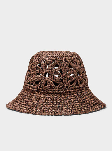 Floral-openwork straw cloche