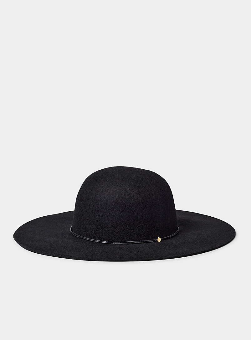 Simons Black Felt wool wide-brimmed hat for women