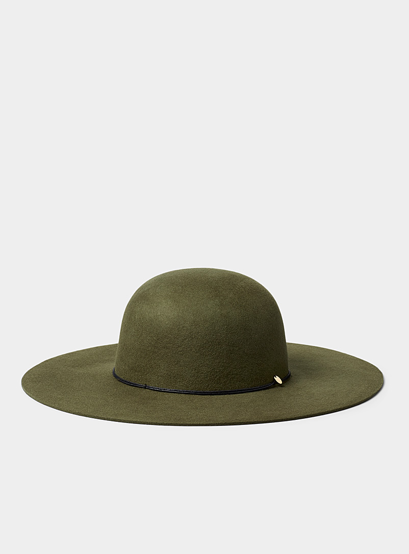 Simons Mossy Green Felt wool wide-brimmed hat for women