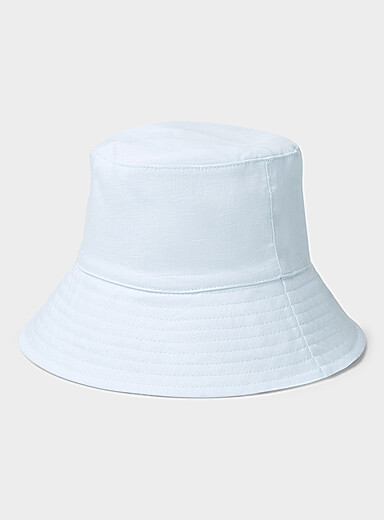 Simons Ivory/Cream Beige Wide-brim pure linen bucket hat for women