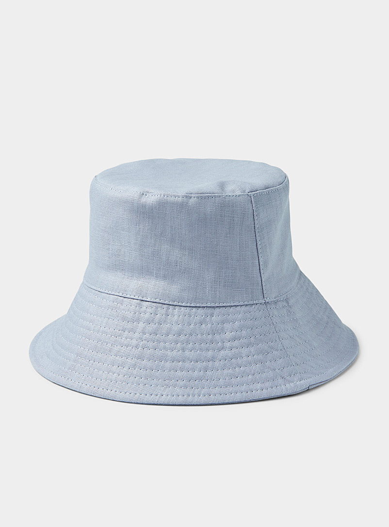 Wide pure linen bucket hat