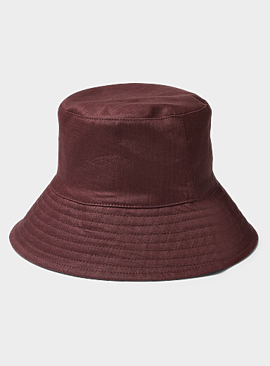 Simons Ivory/Cream Beige Wide-brim pure linen bucket hat for women