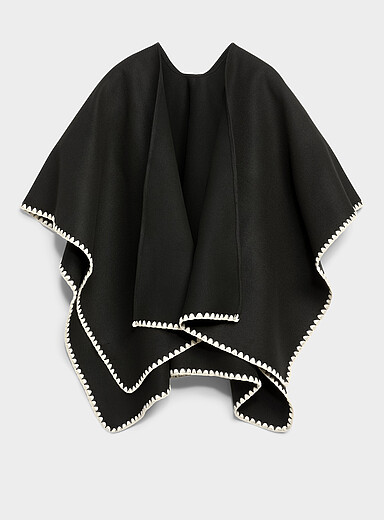 Topstitched felted shawl