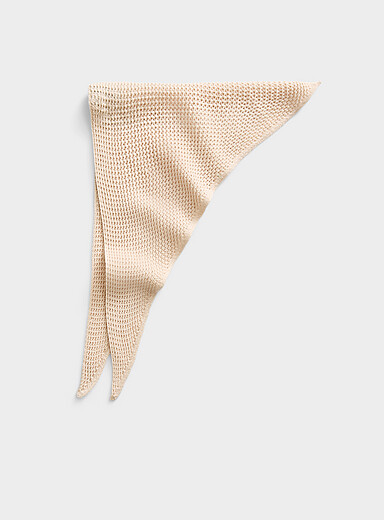 Openwork knit triangular scarf