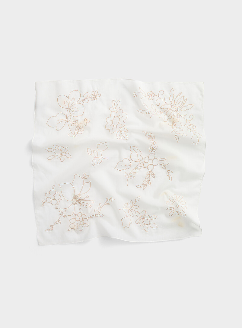 100% Cotton Floral Embroidery Scarf