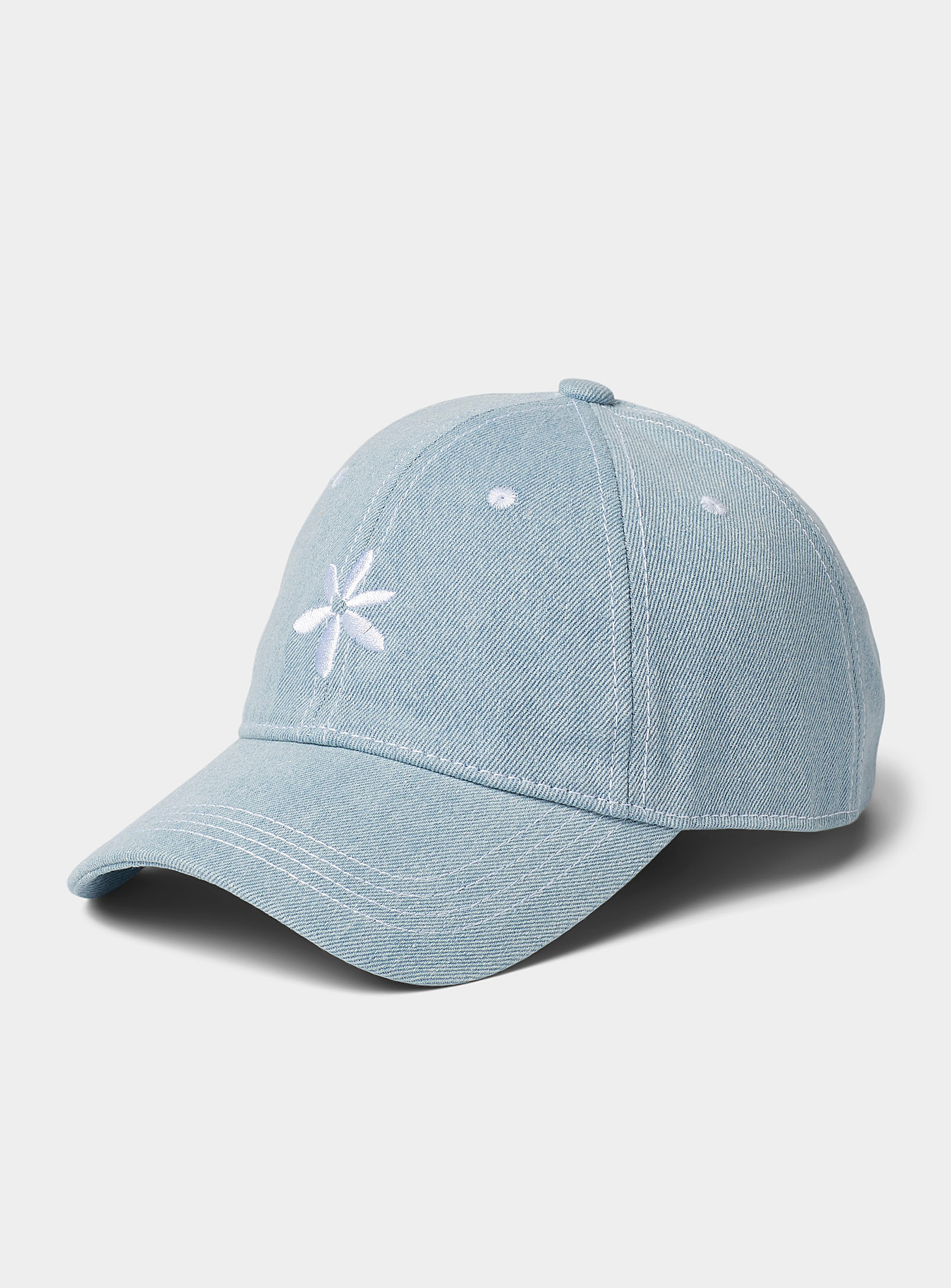 Simons - Women's Embroidered flower denim baseball cap