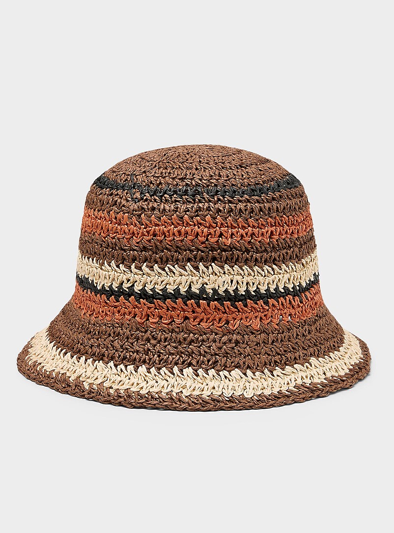 Striped paper straw bucket hat product image 2