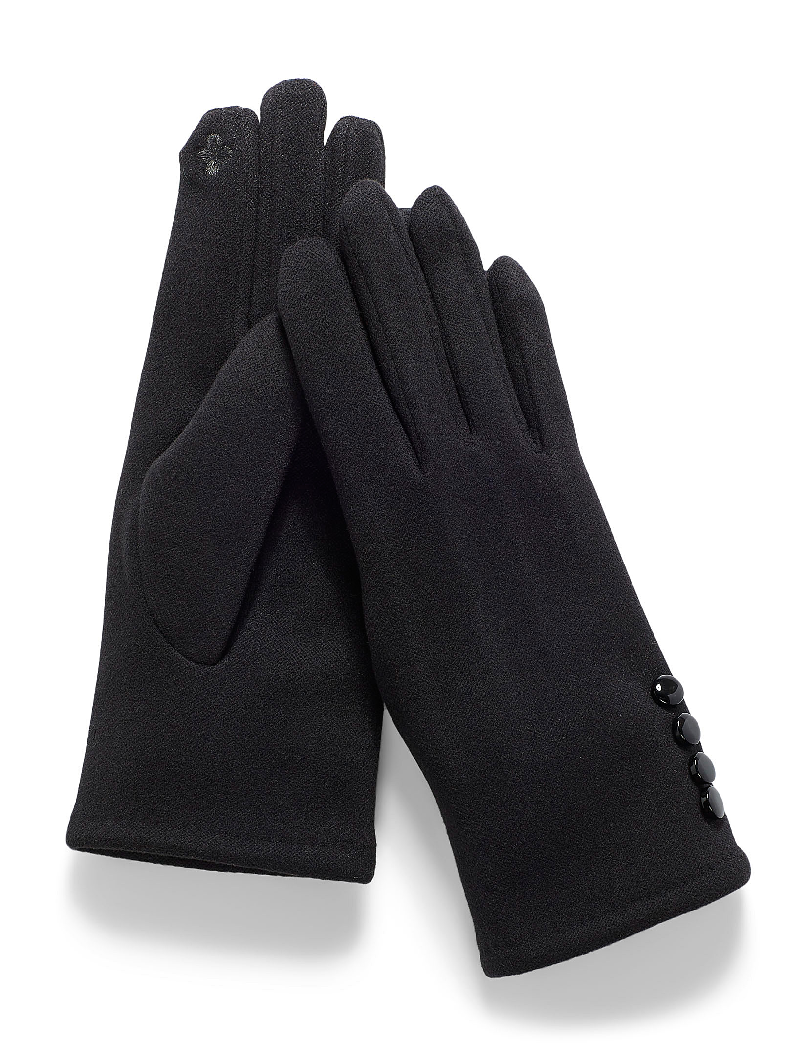 Simon's Button-cuff Gloves In Black