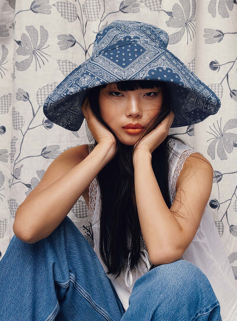 Paisley wide-brim bucket hat product image (primary)