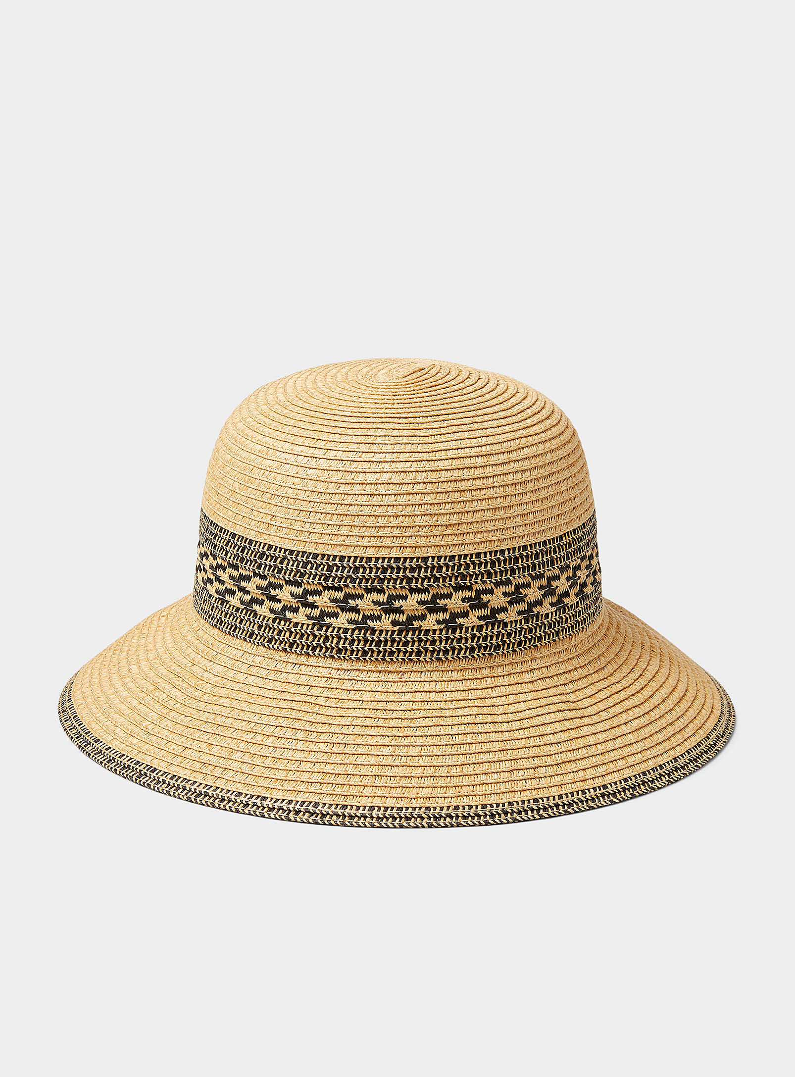 Simons - Women's Two-tone jacquard straw Cloche Hat