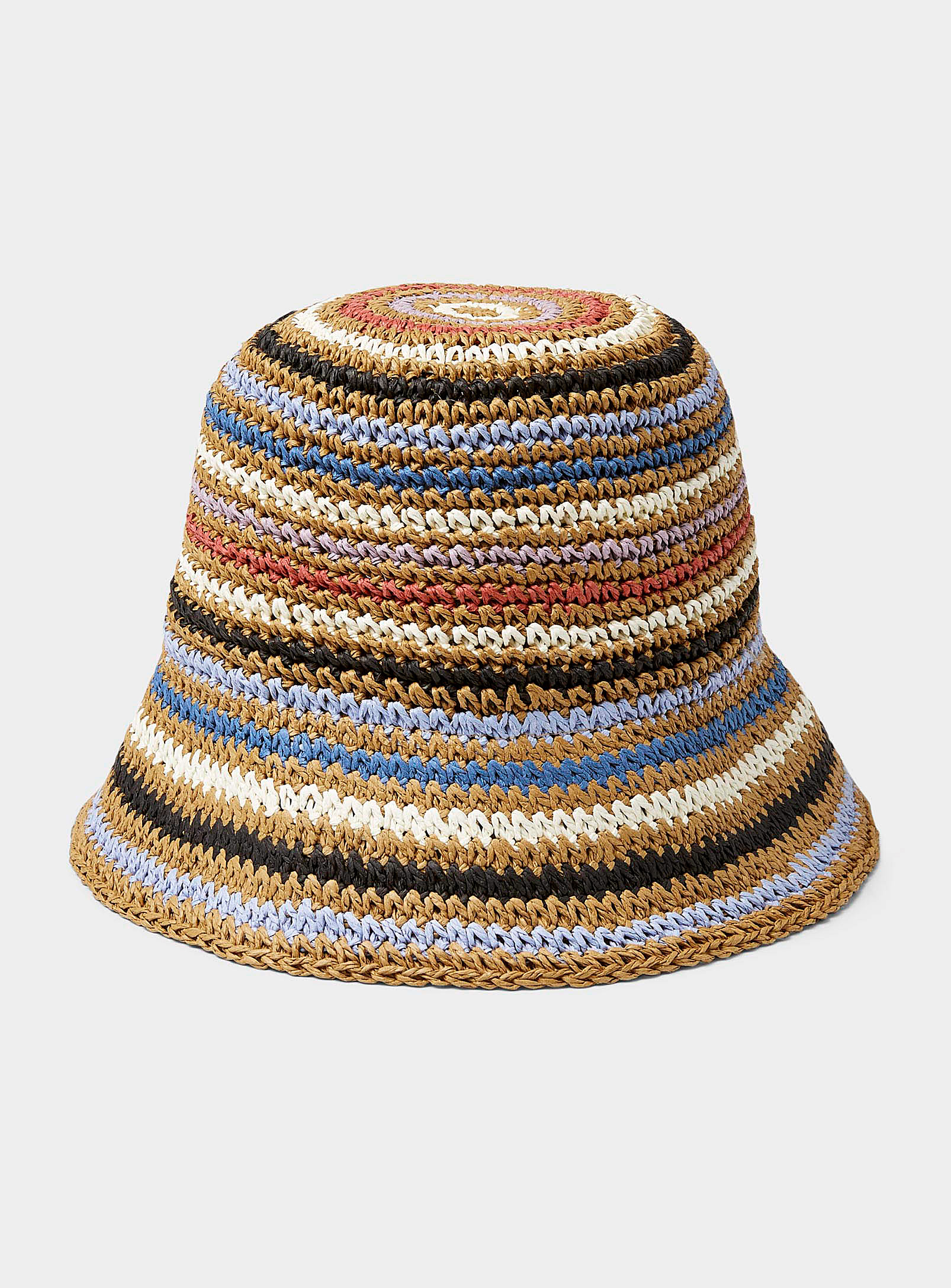 Simons - Women's Striped braided straw Cloche Hat