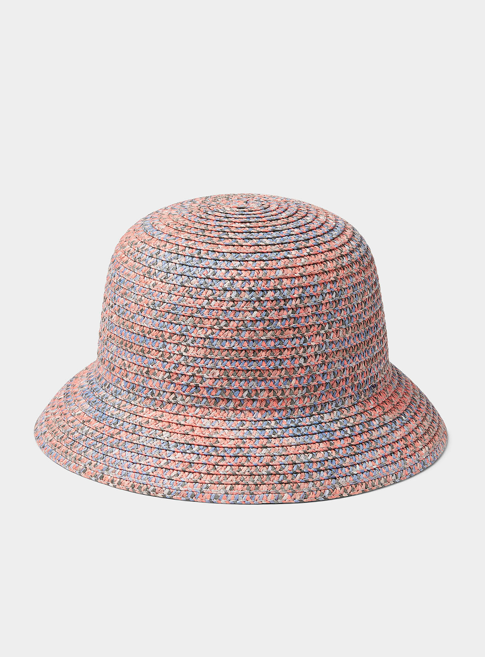 Simons - Women's Colourful braided straw Cloche Hat