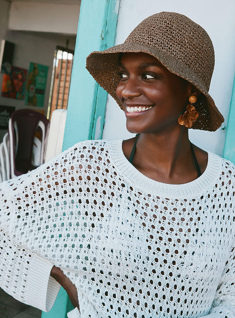Crocheted paper straw cloche hat product image (primary)