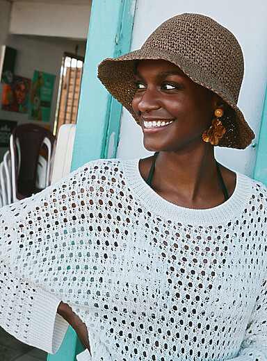 Crocheted paper straw cloche hat product image 2