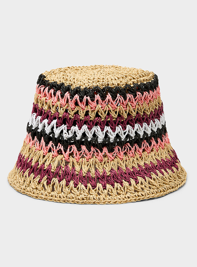 Colourful crocheted straw cloche product image 2