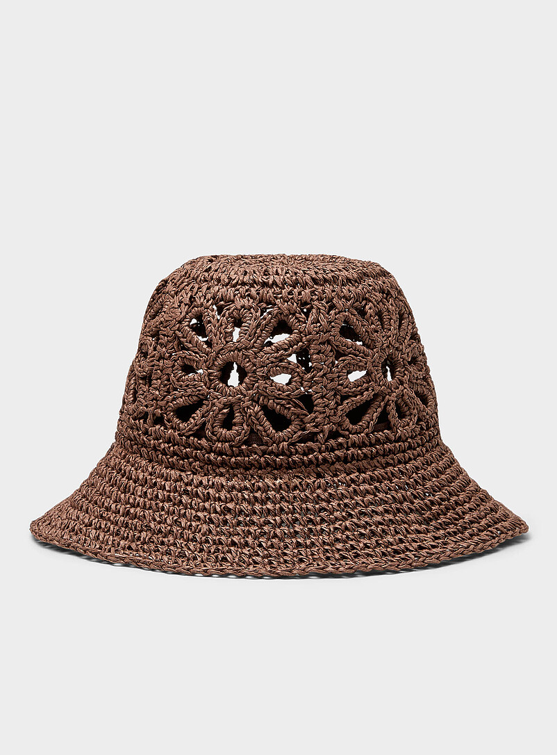 Floral-Openwork Straw Cloche