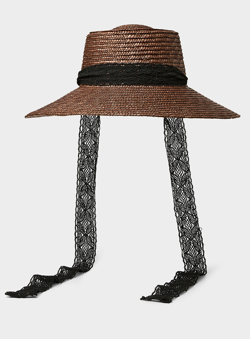 Long ribbon brown straw hat product image 2