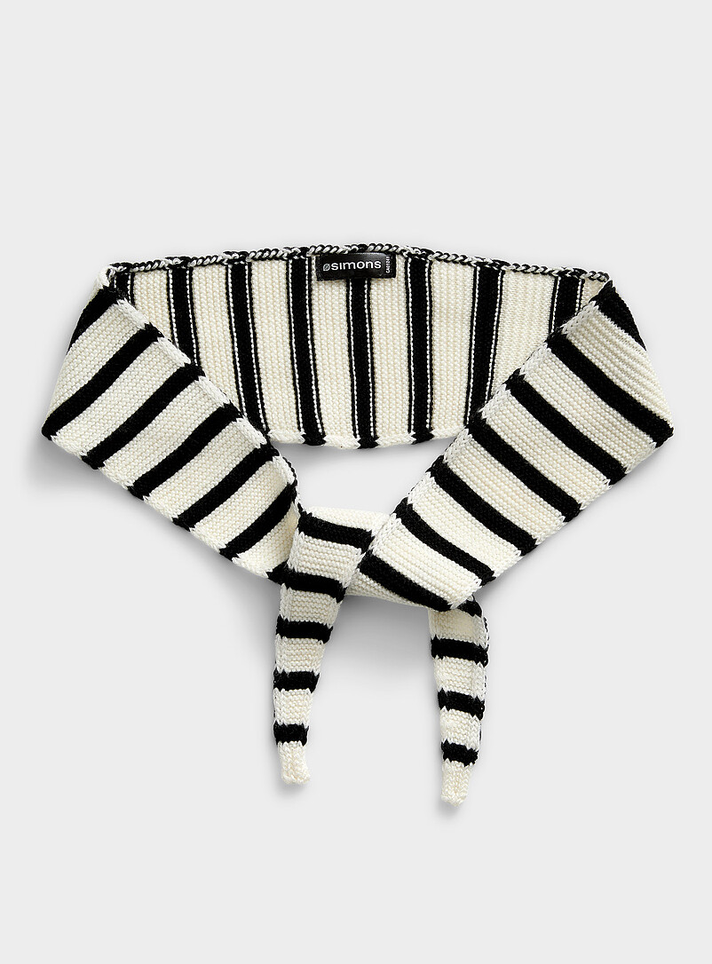 Striped Knit Narrow Scarf