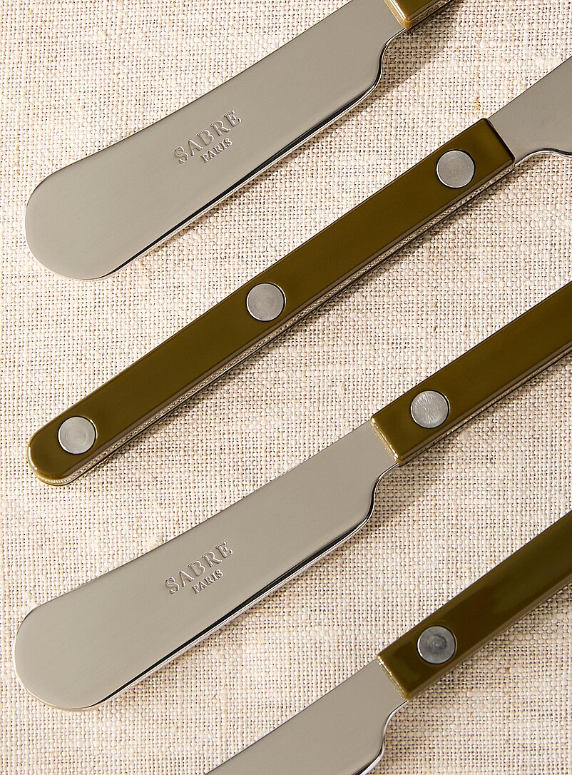 Sabre Khaki/Sage/Olive Bistrot plain spreader knives Set of 4
