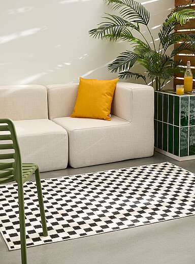 Simons Maison Black and White Two-texture checkerboard outdoor rug 120 x 180 cm