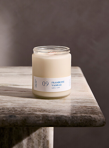 Raspberry and vanilla scented candle