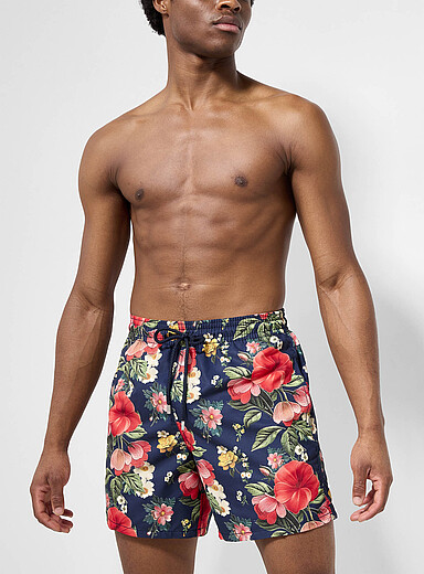 Woodland flower and strawberry swim trunk