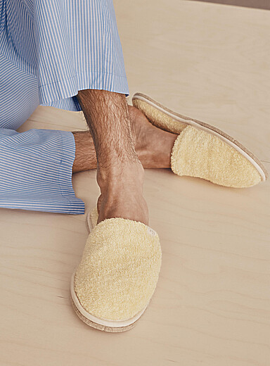 Causs&uuml;n Sunflower Yellow Simone terry mule slippers for men