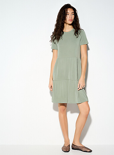 Peachskin tiered T-shirt dress