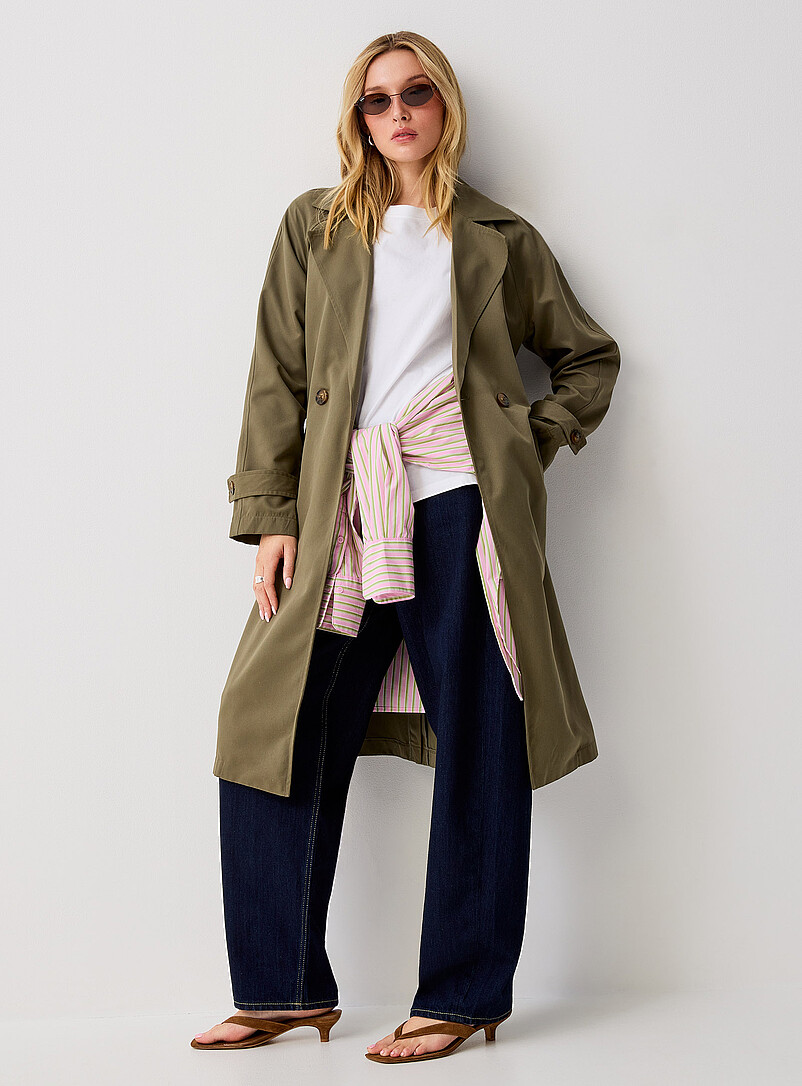 Le long trench kaki manches raglan | Vero Moda | Trenchs pour Femme ...