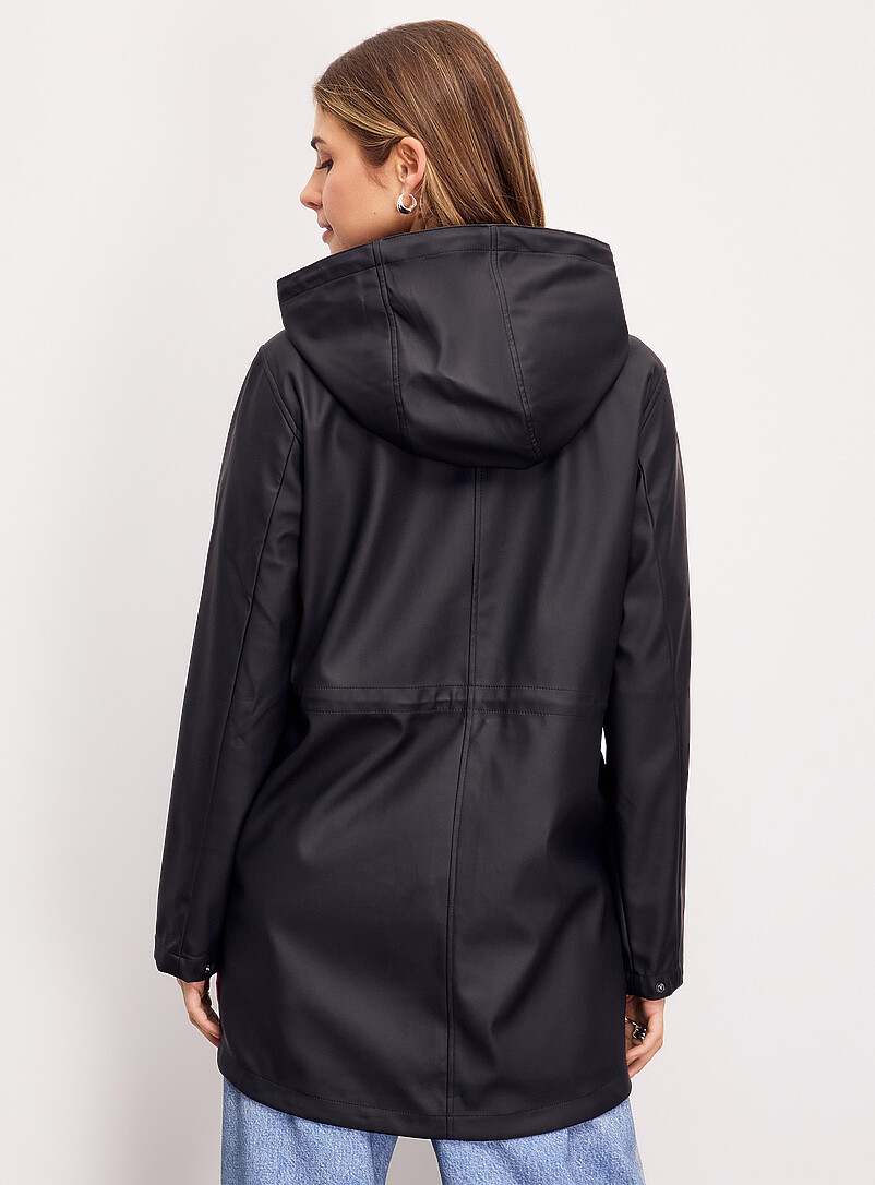 Vero Moda Black Adjustable-waist coated raincoat for women
