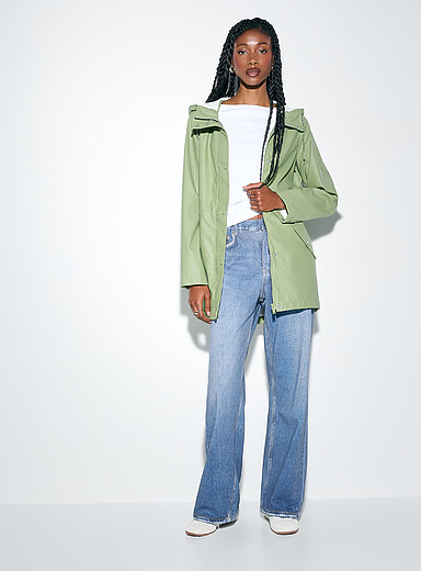 Vero Moda Sage Green Adjustable-waist coated raincoat for women