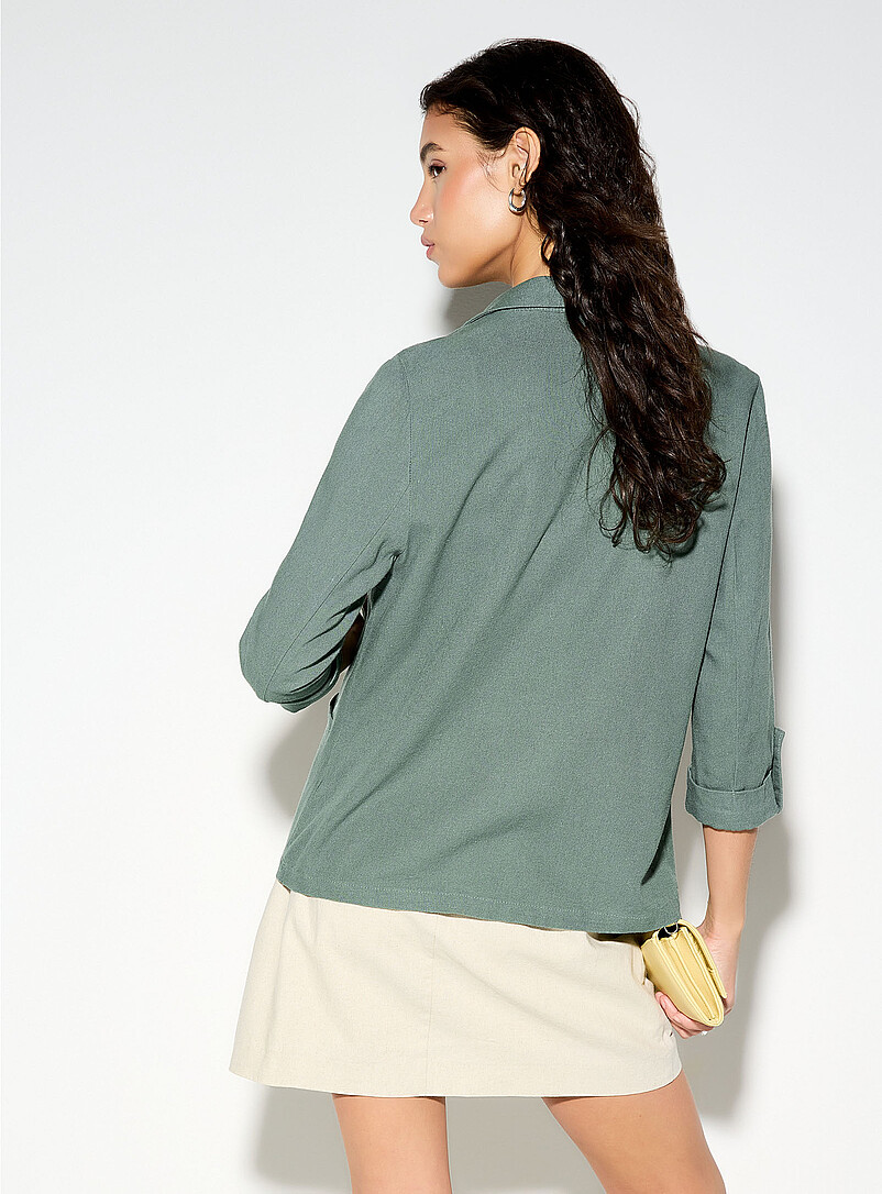 Vero Moda: Le veston &eacute;court&eacute; ouvert m&eacute;lange de lin &Eacute;cru - Lin pour femme
