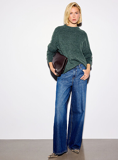 Vero Moda Teal Soft loose touch of wool knit sweater for women