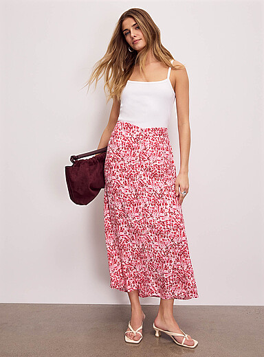 Vero Moda: La jupe midi boutonn&eacute;e texture froiss&eacute;e Rose pour femme
