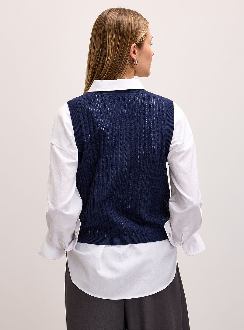 Vero Moda: Le gilet fin tricot ajour&eacute; Rouge pour femme