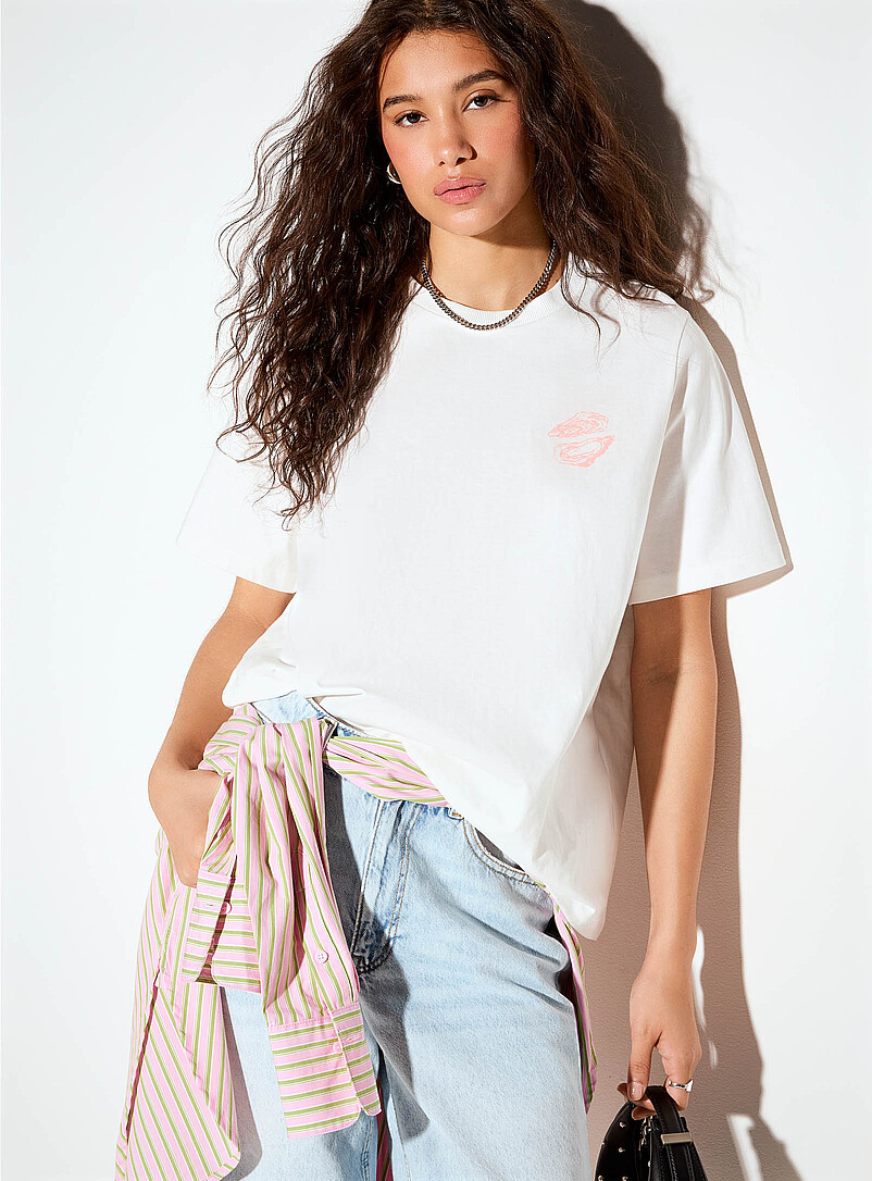 Vero Moda Patterned Blue Playful print loose boxy-fit T-shirt for women
