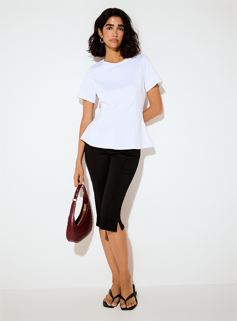 Vero Moda: Le t-shirt taille basque coutures surpiqu&eacute;es Blanc pour femme