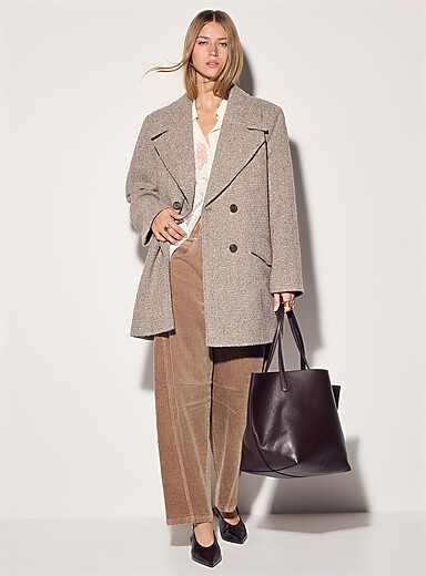 Vero Moda: Le paletot tweed confetti Brun &agrave; motifs pour femme