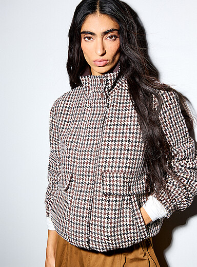 Vero Moda: Le blouson court pied-de-poule Cheryl Brun &agrave; motifs pour femme