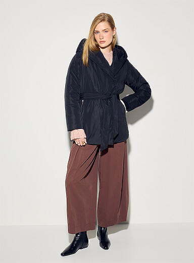 Vero Moda Black Edith belted crossover-style quilted jacket for women