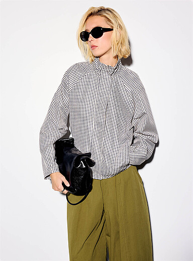 Le manteau col montant minicarreaux