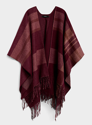 Ultra-soft burgundy check shawl